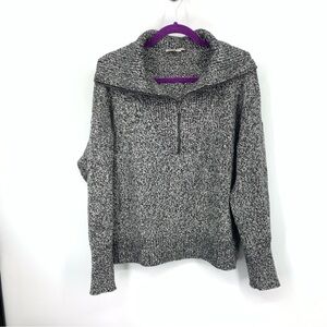 LOFT Ann Taylor‎ Women Size XL Sweater Pullover Top 1/2 Zip Black Knit Stretch